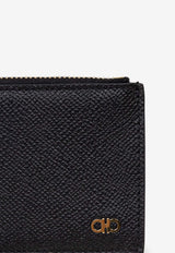 Ferragamo Gancini Leather Cardholder Black 661453 MICRO GANCIO 775663-NERO