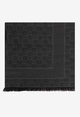 Ferragamo Monogram Jacquard Silk Scarf Gray 520121 ST MONOSTR 776153-NERO