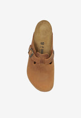 Birkenstock Boston Buckle Suede Slippers Cognac 1028179 0-COGNAC