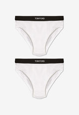 Tom Ford Logo Jacquard Briefs - Set of 2 White T4XC11410 0-100