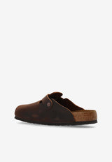 Birkenstock Boston Buckle Suede Slippers Brown 159711 0-HABANA