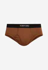 Tom Ford Logo Waistband Briefs Brown T4LC11040 0-216