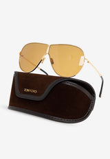 Tom Ford Keating Oversized Aviator Sunglasses Yellow FT1158 0-7130E