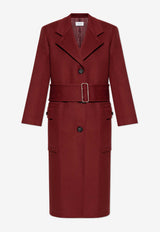 Ferragamo Wool-Blend Belted Coat Bordeaux 13G151 K 777632-BORDEAUX