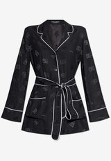 Dolce & Gabbana DG Logo Silk Pajama Shirt Black F5I89T FJ1JO-N0000