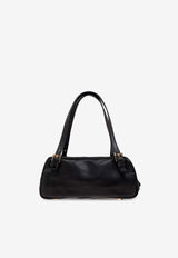 Versace Tag Bowling Leather Shoulder Bag Black 1015792 1A13171-1B00V