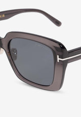 Tom Ford T Logo Square Sunglasses Gray FT1169-K 0-5420A