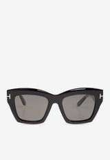 Tom Ford Luna Square Sunglasses Gray FT1191 0-5201D