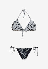Dolce & Gabbana Leopard Print Halterneck Bikini Gray O8A02J ONO11-HI13N