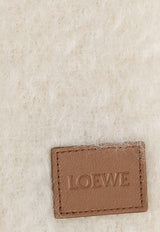 Loewe Anagram Patch Wool Fringed Scarf Cream FSA6SS1X05 0-WHITE