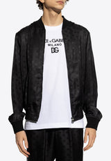 Dolce & Gabbana Logo Jacquard Silk Bomber Jacket Black G9PD5T FJ1JY-N0000