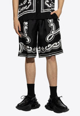 Dolce & Gabbana Bandana Print Silk Shorts Black GV37AT HI1WF-HN9RA