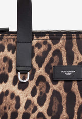 Dolce & Gabbana Leopard Print Leather Tote Bag Brown BM2375 A6F30-HY13M