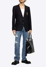 Dolce & Gabbana Logo Appliqué Wool Blazer Black G2LK0Z FU3H1-B0665