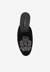 Dolce & Gabbana Young Pope Velvet Slippers Black A80310 AO249-8B979