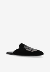 Dolce & Gabbana Young Pope Velvet Slippers Black A80310 AO249-8B979