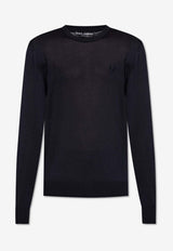 Dolce & Gabbana Embroidered Logo Silk Sweater Navy GXX02Z JBSK3-B1622