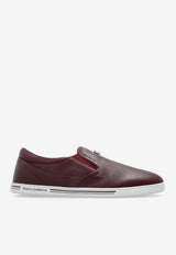 Dolce & Gabbana Saint Tropez Grained Leather Slip-On Shoes Burgundy CS2321 A8034-80308