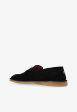 Dolce & Gabbana Florio Perforated Suede Loafers Black A50651 A9T59-80999