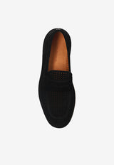 Dolce & Gabbana Florio Perforated Suede Loafers Black A50651 A9T59-80999