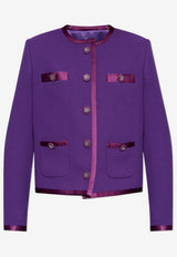 Dolce & Gabbana Single-Breasted Wool Blazer Purple F27DET FU2TZ-F0373