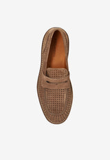 Dolce & Gabbana Florio Perforated Suede Loafers Brown A50651 A9T59-80024