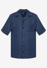 Dolce & Gabbana Embroidered DG Linen Shirt Navy G5JH9Z FU4LG-B0665