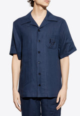 Dolce & Gabbana Embroidered DG Linen Shirt Navy G5JH9Z FU4LG-B0665