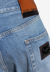 Dolce & Gabbana Logo Plaque Tapered-Leg Jeans Blue GP02XD G8MG8-S9001