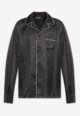 Dolce & Gabbana Logo Jacquard Silk Pajama Shirt Black G5IF1T FJ1JY-N0000