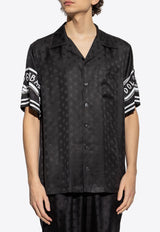 Dolce & Gabbana Logo Jacquard Silk Bowling Shirt Black G5JH9T GI979-N0000