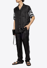Dolce & Gabbana Logo Jacquard Silk Bowling Shirt Black G5JH9T GI979-N0000