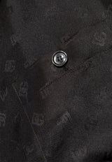 Dolce & Gabbana Logo Jacquard Silk Bowling Shirt Black G5JH9T GI979-N0000