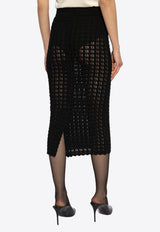 Dolce & Gabbana Crochet Knit Midi Pencil Skirt Black FXO13T JCVWH-N0000