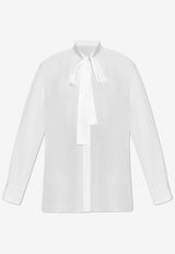 Dolce & Gabbana Chiffon Blouse with Self-Tie Bow White F5T27T FU1AT-W0800