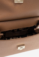 Dolce & Gabbana Small Sicily Top Handle Bag in Dauphine Leather Brown BB6003 B1001-8M417