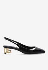 Dolce & Gabbana Jackie 40 Leather Slingback Pumps Black CG0913 A1037-80999