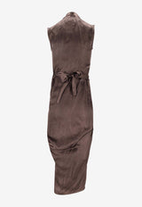 Rick Owens Sleeveless Wrap Dress Dark Brown RP01F6544N_78