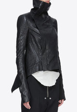 Rick Owens Temple Naska Biker Tumbled Leather Jacket Black RP01F6743LBE_09