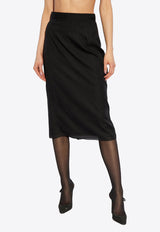 Dolce & Gabbana Silk Midi Skirt Black F4BBYT FUAA1-N0000