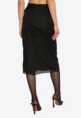 Dolce & Gabbana Silk Midi Skirt Black F4BBYT FUAA1-N0000