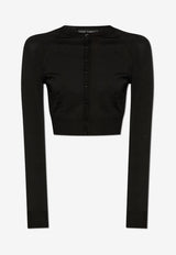 Dolce & Gabbana Cropped Knit Cardigan with Cut-Outs Black FXV88T JAIRM-N0000