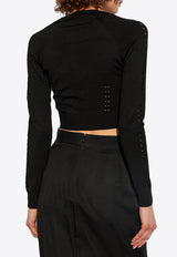 Dolce & Gabbana Cropped Knit Cardigan with Cut-Outs Black FXV88T JAIRM-N0000