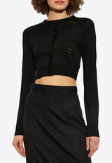 Dolce & Gabbana Cropped Knit Cardigan with Cut-Outs Black FXV88T JAIRM-N0000