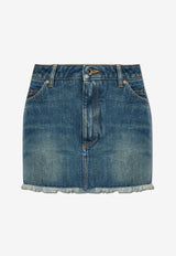 Dolce & Gabbana Logo Plaque Mini Denim Skirt Blue F4C2TD G8MR2-S9001