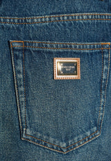 Dolce & Gabbana Logo Plaque Mini Denim Skirt Blue F4C2TD G8MR2-S9001