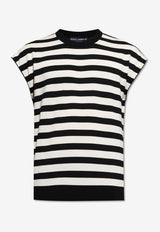 Dolce & Gabbana Cap-Sleeved Stripe T-shirt Monochrome GXX99T JBCG2-W1001