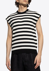 Dolce & Gabbana Cap-Sleeved Stripe T-shirt Monochrome GXX99T JBCG2-W1001