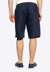 Dolce & Gabbana DG Logo Linen Bermuda Shorts Navy GV37AZ FU4LG-B0665