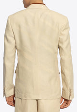 Dolce & Gabbana Double-Breasted Linen Blazer Beige G2QS7T FU4MC-M0722